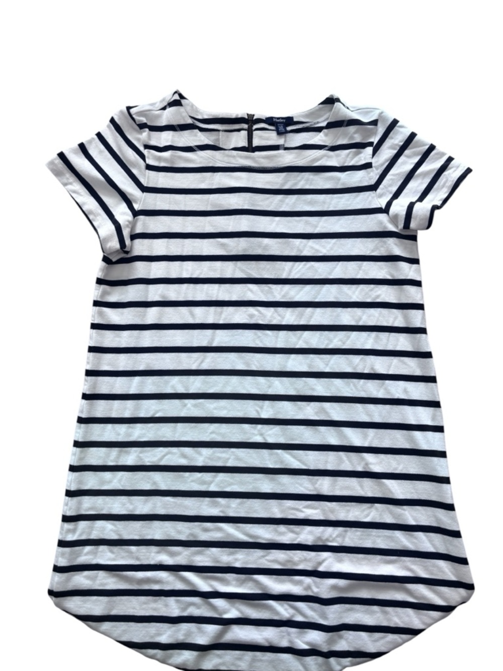 Hatley Striped Dress Navy White Short Sleeve Casual Shift Dress Size L